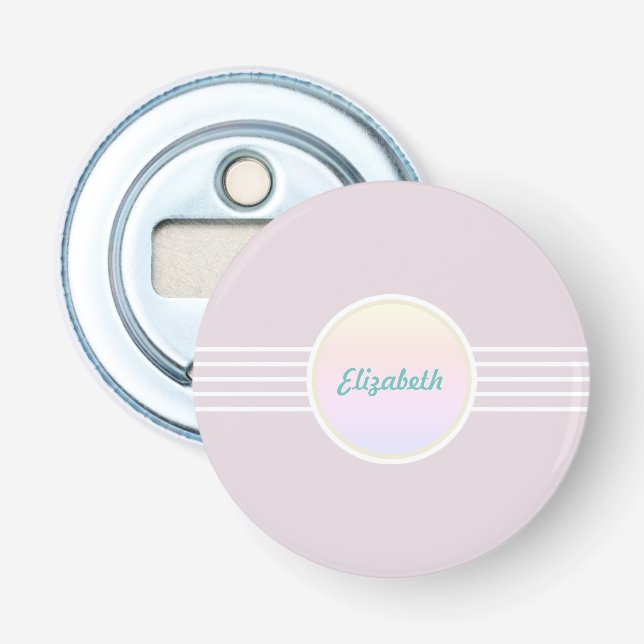Retro Glam Personalisiert rosa und opal Flaschenöffner (Vorderseite)