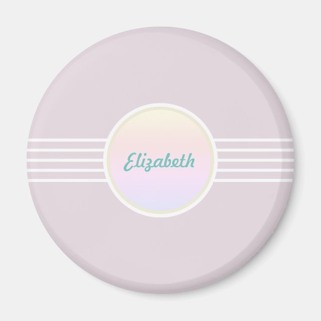 Retro Glam Personalisiert rosa und opal Magnet (Vorne)