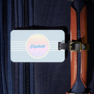 Retro Glam Personalisiertes Eisblau und Opal Gepäckanhänger