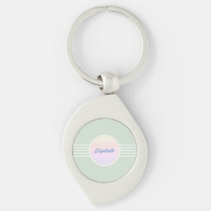 Retro Glam Personalisiertes Mintgrün und Opal Schlüsselanhänger