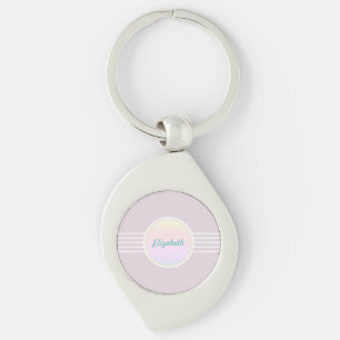 Retro Glam Personalisiertes Rosa und Opal Schlüsselanhänger