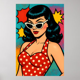 Retro Glam Pop Art Frau in Cat-Eye-Sonnenbrille Poster