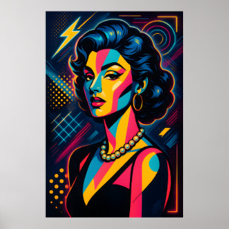 Retro Glam Pop Art Frau Poster
