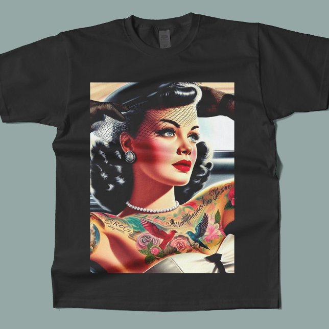 Retro Glam Tattooed Button-up T-Shirt (Von Creator hochgeladen)