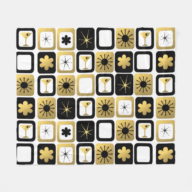Retro Glamorous Gold Fleece Blanket (Vorderseite (Horizontal))
