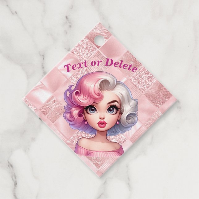 Retro Glamour Girl Animation Niedlicher Cartoon Be Geschenkanhänger (Vorderseite)