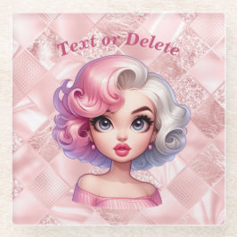 Retro Glamour Girl Animation Niedlicher Cartoon Be Glasuntersetzer