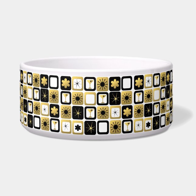 Retro Glamour Gold Keramik Pet Bowl Napf (Vorderseite)