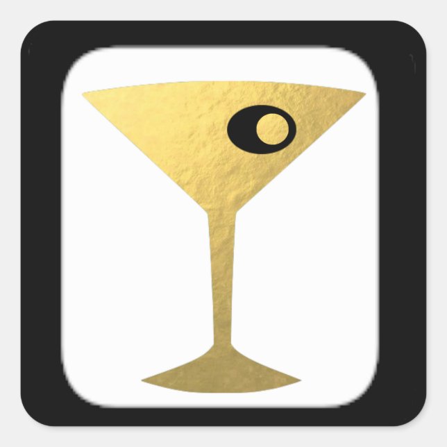 Retro Glamour Gold Martini Stickers (Vorderseite)