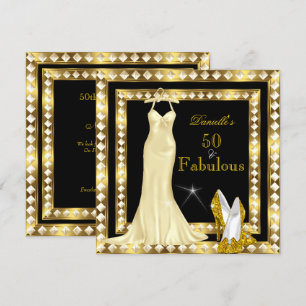 Retro Glamour Hollywood Fabulous 50 Gold Deko 2 Einladung
