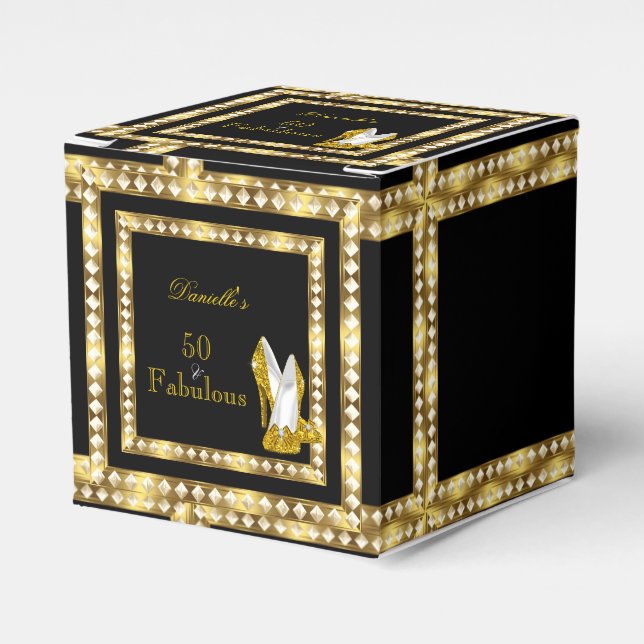 Retro Glamour Hollywood Fabulous 50 Gold Deko Box Geschenkschachtel (Vorderseite)