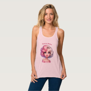 Retro-Glamourgirl animierte süße Cartoon-Schönheit Tank Top