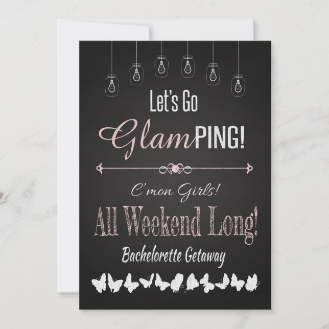 Retro Glamping Bachelorette Einladung (Vorderseite)