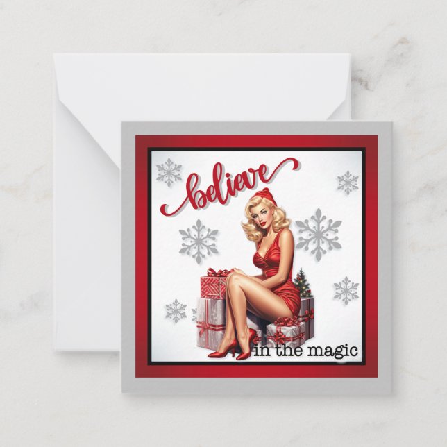 Retro Glaube an den magischen Weihnachtsweih Mitteilungskarte (Vorderseite)