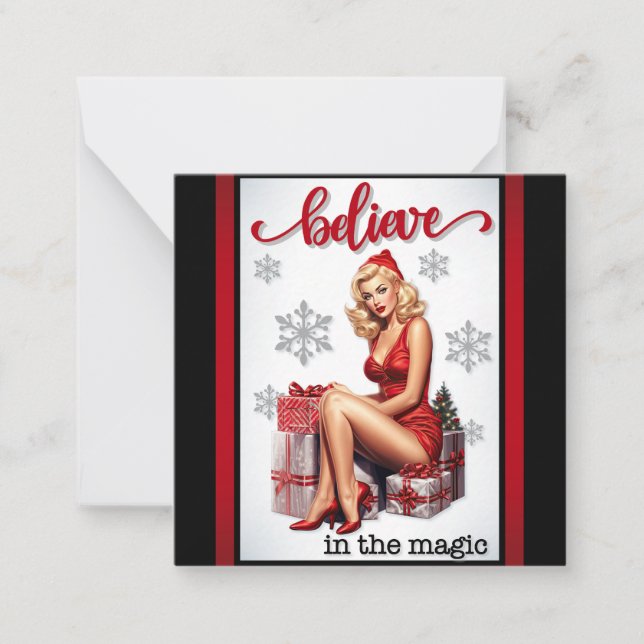 Retro Glaube an den magischen Weihnachtsweih Mitteilungskarte (Vorderseite)