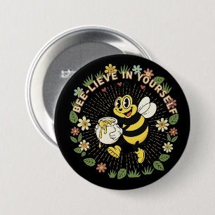 Retro glaube an dich selbst Vintage Honigbiene Button