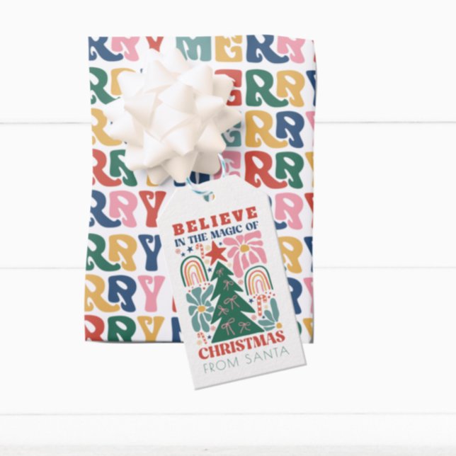 Retro glauben an den Weihnachtszauber Geschenkanhänger (Von Creator hochgeladen)