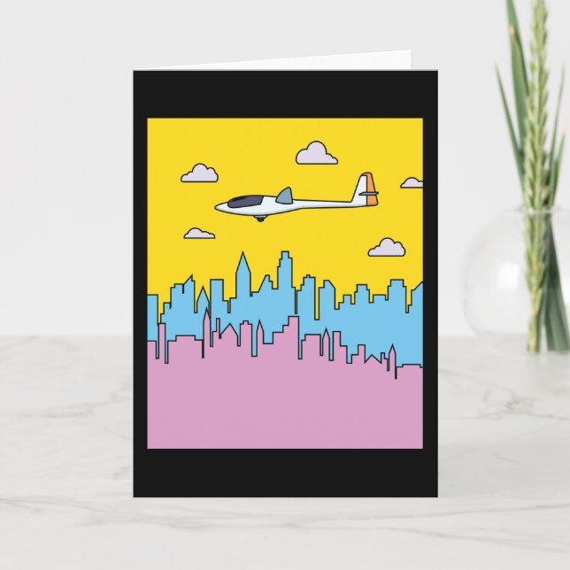 Retro Glider Flugzeug Karte (Vorderseite)