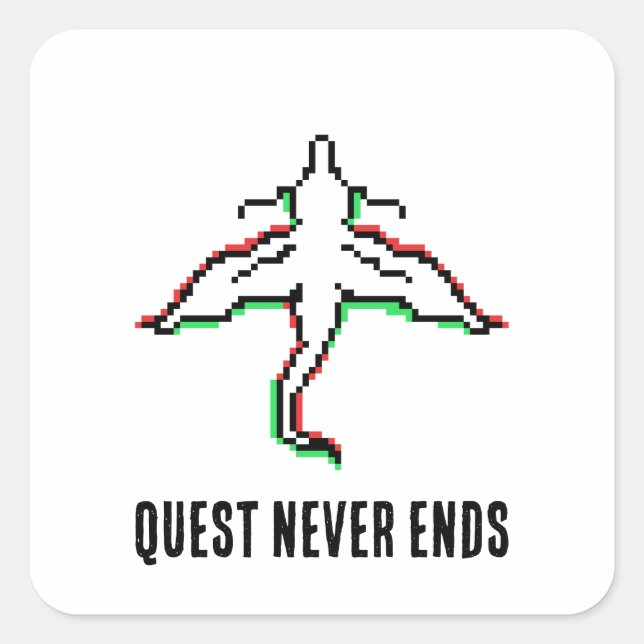 Retro Glitch-Drache Quadratischer Aufkleber (Vorderseite)