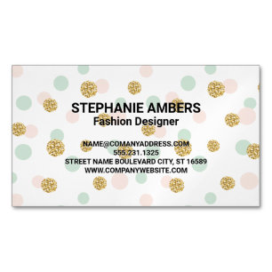 Retro Glitter Konfetti Polka Dot Magnetische Visitenkarte