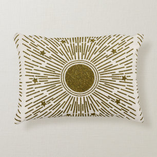 Retro-Glitzer, goldene Sonne mit Rochen Dekokissen