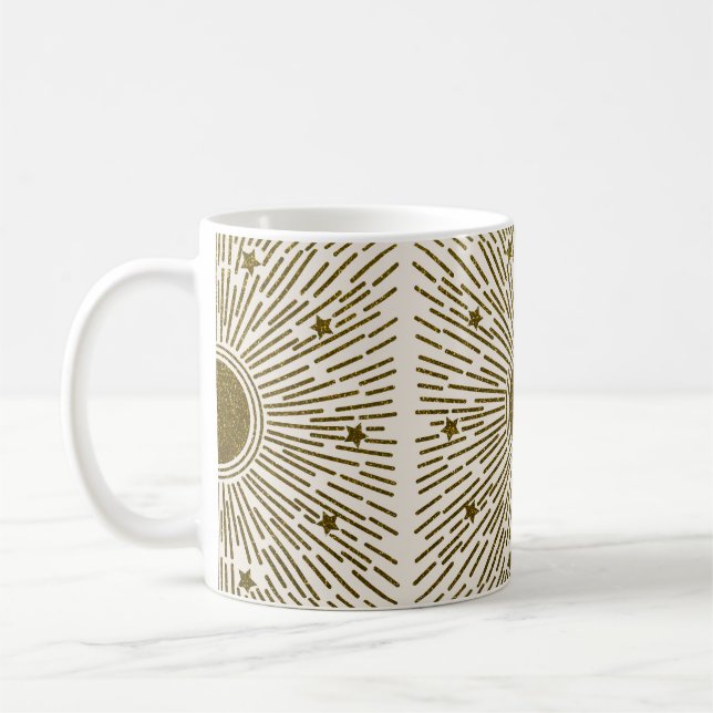 Retro-Glitzer, goldene Sonne mit Rochen Kaffeetasse (Links)