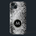 Retro-Glitzer mit monogrammatikalischen Silver Seq Case-Mate iPhone Hülle<br><div class="desc">Monogrammatikalische Silber-Sequenz. Die Diskothek Retro 70er Jahre spiegelt sich in den Bändern und Glitzern wider. Achten Sie auf dieses Design in vielen Tönen. Lila blaugrünes Rosa und kann in Ihrer Lieblingsfarbe angefordert werden. Es handelt sich um ein Bildmuster und nicht um eine tatsächliche Sequenz.</div>