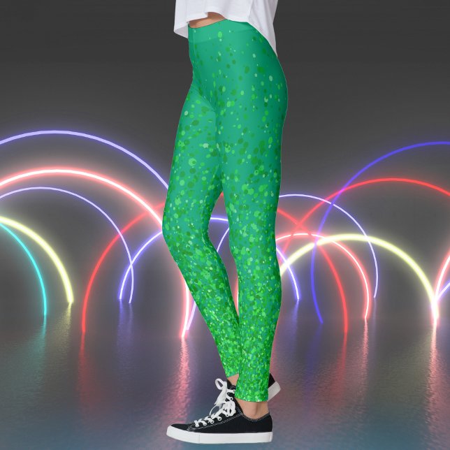 Retro-Glitzern auf grüner blauer Printwerbung Leggings (Retro Sparkles on Green Blue Print Leggings)
