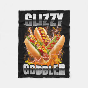 Retro Glizzy Gobbler Hotdog Schwarzmarkt Meme Hot Fleecedecke