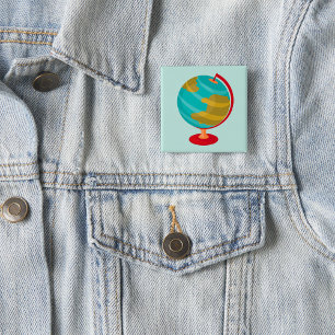 Retro Globe Illustration Vintage Erdkarte Button