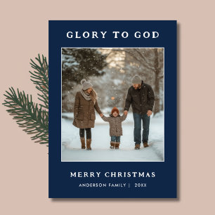 Retro Glory to God Religious Christmas Foto Card Feiertagskarte
