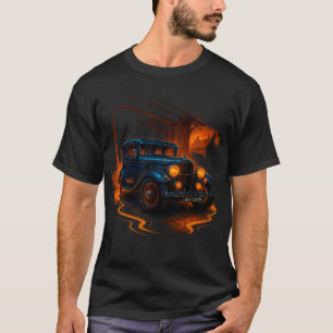"Retro Glow Ride – Vintage Blaue Karre in Neon Sta T-Shirt