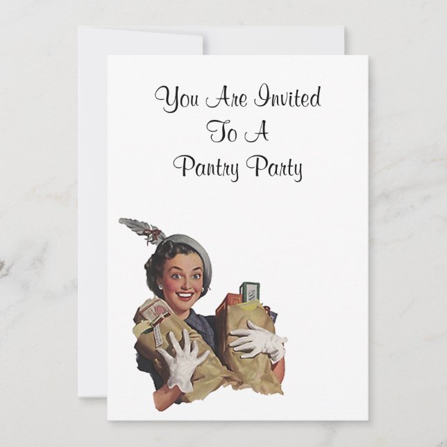 Retro glückliche Küche Damen-Pantry Party Stock Einladung (Vorderseite)