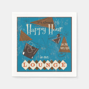 Retro glückliche Stunden-Cocktail-Servietten Serviette