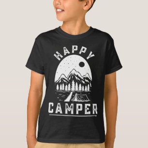 Retro glücklicher Camper-Zelt Kieferwald Berg T-Shirt