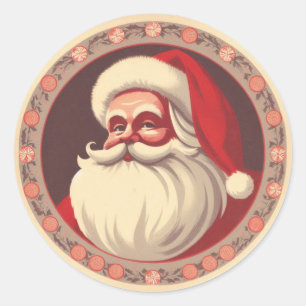 Retro Glücklicher Weihnachtsmann Vintage Runder Aufkleber