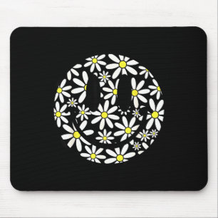 Retro glückliches Gesicht Gänseblümchen-Blume Prep Mousepad