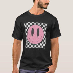 Retro Glückliches Gesicht Karomuster Lächeln Gesic T-Shirt