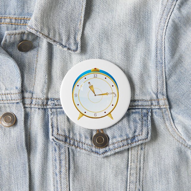 Retro Gold Alarm Uhr mit Blue Trip Timepiece Button (Von Creator hochgeladen)