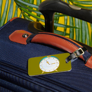 Retro Gold Alarm Uhr mit Blue Trip Timepiece Gepäckanhänger