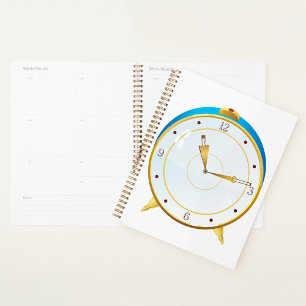 Retro Gold Alarm Uhr mit Blue Trip Timepiece Planer