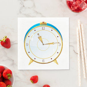 Retro Gold Alarm Uhr mit Blue Trip Timepiece Serviette