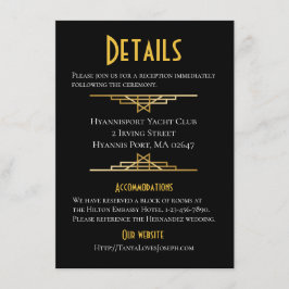 Retro Gold Black Great Gatsy Details Hochzeitskart Begleitkarte