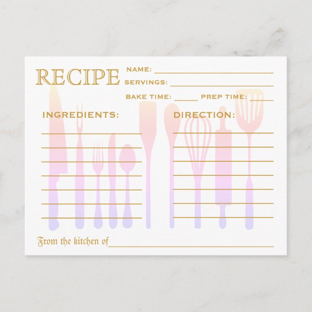 Retro Gold Confetti Brautparty Rezept Karten (Vorderseite)