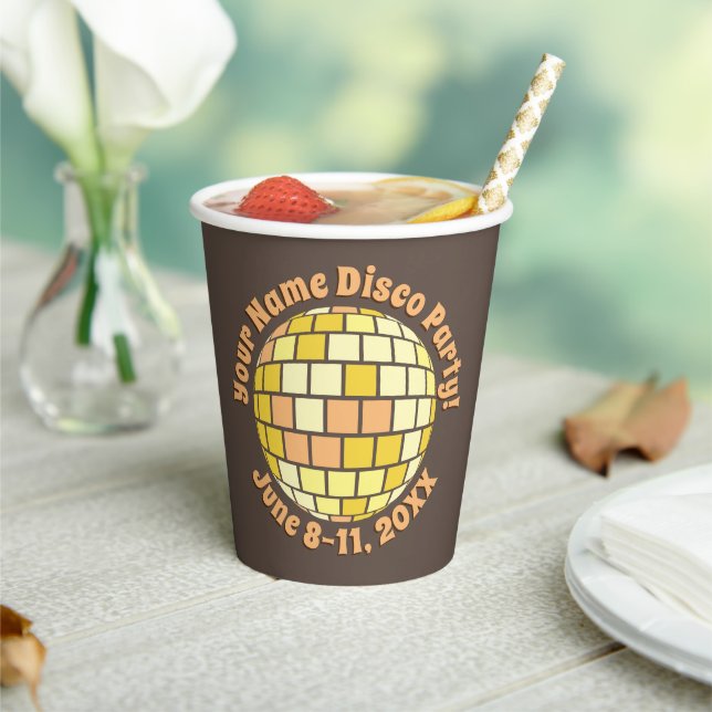 Retro Gold Disco Ball PERSONALISIERT Pappbecher (In Situ)