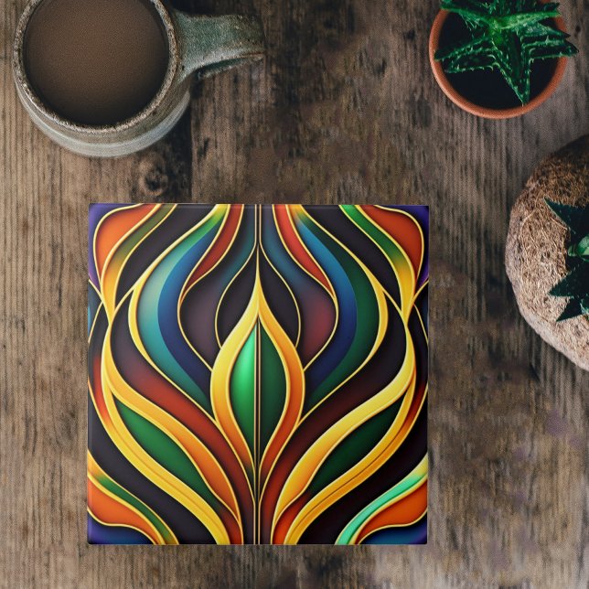 Retro Gold Farbenfrohe Kunst-Déco Fliese (Von Creator hochgeladen)