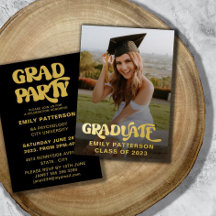 Retro Gold Foil Graduate Foto Party