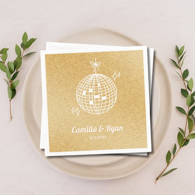 Retro Gold Glitzer Disco Hochzeitsdekor Napkins Serviette (Gold Glitter Disco Wedding Decor Napkins)