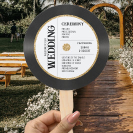 Retro Gold Glitzer Vinyl Record Wedding Programm Fächer