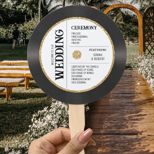 Retro Gold Glitzer Vinyl Record Wedding Programm Fächer